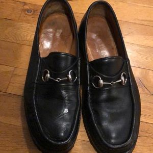 Gucci mens black leather shoes